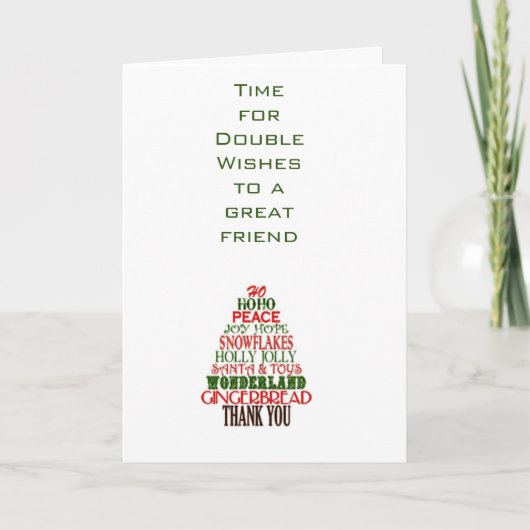 EEN "SPEISCHE" BIRTHDAY/CHRISTMAS WISH EN TREY FEESTDAGEN KAART (Voorkant)