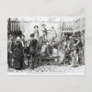 Een spel in een Londen Inn Yard Briefkaart