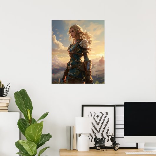 Een spel meisje karakter poster (Thuiskantoor)