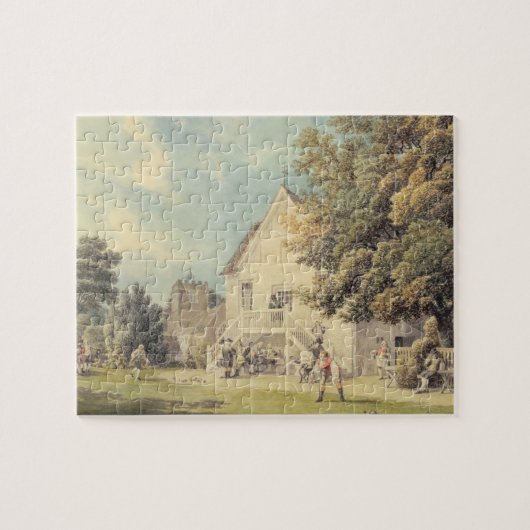 Een spel van Bowls op de Bowling Green buiten de B Legpuzzel (Horizontaal)