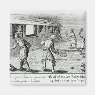 Een spel van echte tennis met sportballades hieron magneet