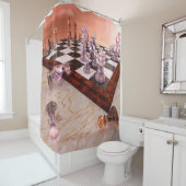 Een spel van schaakdouchegordijn douchegordijn (In situ)