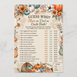 Een Spel voor een Baby Shower met een Klein Pompoe Advieskaart