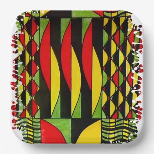 Een spiegel van kleur met ritme papieren bordje (Voorkant)