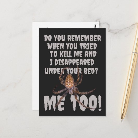 Een spin wraak Halloween Briefkaart (Voorkant / Achterkant in situ)