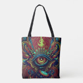Een Spirituele reis in pastels: Flaming Eye Tote Bag (Achterkant)