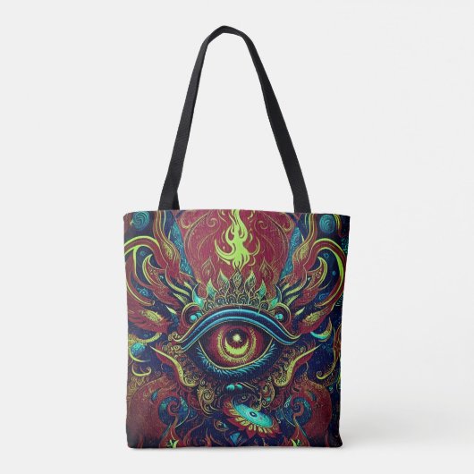 Een Spirituele reis in pastels: Flaming Eye Tote Bag (Achterkant)