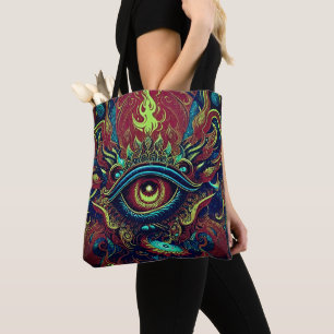 Een spirituele reis in pasteltinten: Vlammend Oog Tote Bag