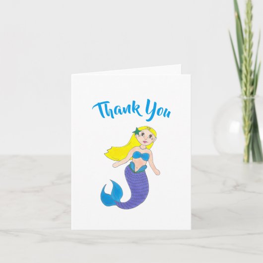 Een Splash Swimming Mermaid Birthday Party maken Bedankkaart (Voorkant)