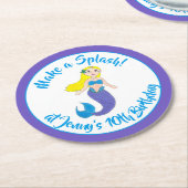 Een Splash Swimming Mermaid Birthday Party maken Ronde Kartonnen Onderzetter (Gebogen)