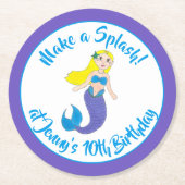 Een Splash Swimming Mermaid Birthday Party maken Ronde Kartonnen Onderzetter (Voorkant)