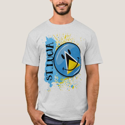 Een Splash van de Sint Lucia-glimlach vlag T-shirt (Voorkant)