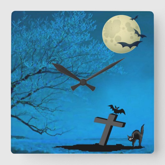 Een spokige nacht vierkante klok (Voorkant)