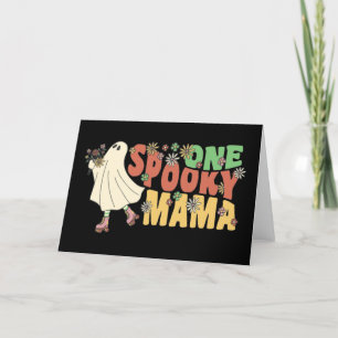 Een spoky mama Groovy Ghost met bloemen Feestdagen Kaart