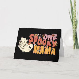 Een spoky mama Groovy Ghost met  bloemen Feestdagen Kaart