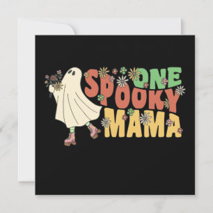 Een spoky mama Groovy Ghost met bloemen Kaart
