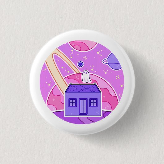 Een spook dat in de ruimte leeft ronde button 3,2 cm (Voorkant)