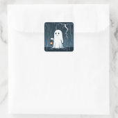 Een spook in het Storm Vierkante Sticker (Tas)
