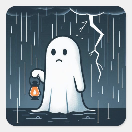 Een spook in het Storm Vierkante Sticker (Voorkant)
