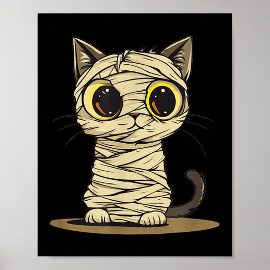 Een spookachtig en Schattig mummie kattenkostuum v Poster (Voorkant)