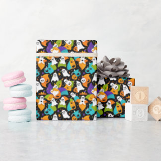 Een spookachtig Halloween patroon Cadeaupapier