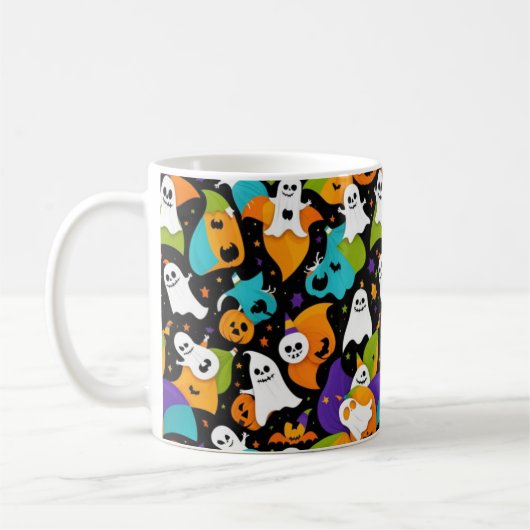 Een spookachtig Halloween patroon Koffiemok (Links)