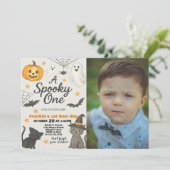 Een spookachtige | 1e verjaardag Halloween Kaart (Staand voorkant)