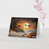 Een spookachtige Halloween op het strand - Wenskaa Folie Wenskaart (Orchidee)