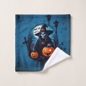 Een spookachtige Halloween scene Bad Handdoek (Wasdoekje)