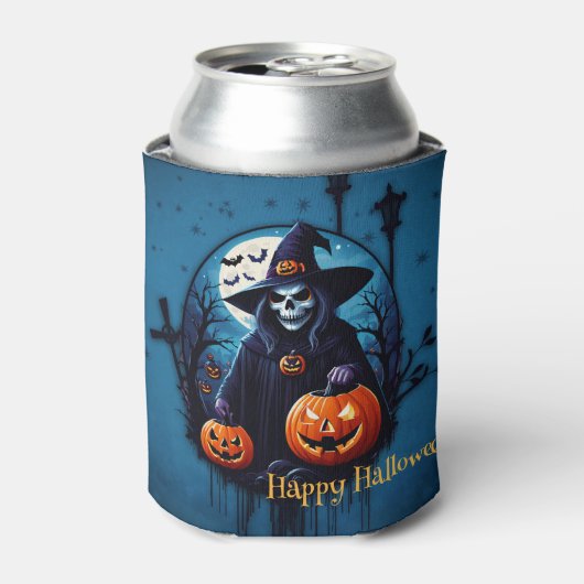 Een spookachtige Halloween scene Blikjeskoeler (Blikje Voorkant)