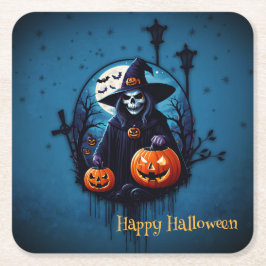 Een spookachtige Halloween scene Kartonnen Onderzetters