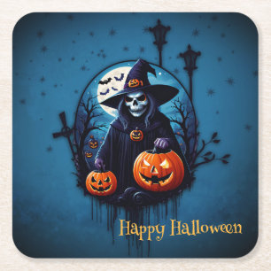 Een spookachtige Halloween scene Kartonnen Onderzetters