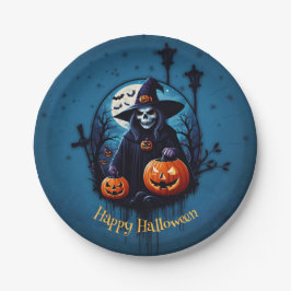 Een spookachtige Halloween scene Papieren Bordje