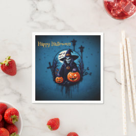 Een spookachtige Halloween scene Servet
