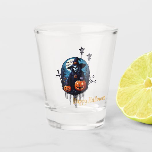 Een spookachtige Halloween scene Shot Glas (Voorkant)