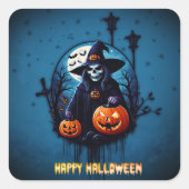 Een spookachtige Halloween scene Vierkante Sticker (Voorkant)