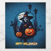 Een spookachtige Halloween scene Wijn Etiket (Enkel label)