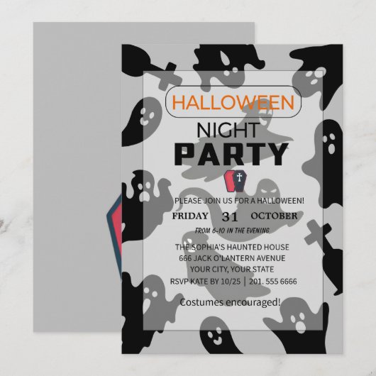 Een spookachtige nacht met geesten - Halloween-uit Kaart (Voorkant / Achterkant)