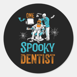 Een spookachtige tandarts eng tandheelkundig Hallo Ronde Sticker