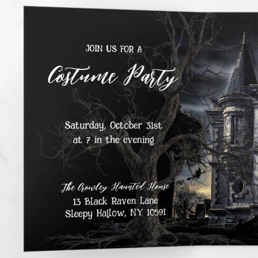 Een spookavond Halloween feest Drieluik Uitnodiging (Binnenzijde eerst)