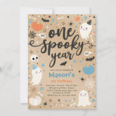 Eén spookjaar Cute Halloween Ghost 1e verjaardag Kaart (Voorkant)