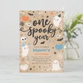 Eén spookjaar Cute Halloween Ghost 1e verjaardag Kaart (Staand voorkant)