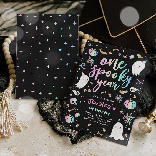 Eén spookjaar Cute Halloween Ghost 1e verjaardag Kaart