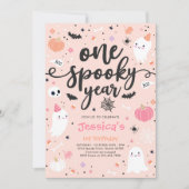 Eén spookjaar Cute Halloween Ghost 1e verjaardag Kaart (Voorkant)