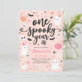 Eén spookjaar Cute Halloween Ghost 1e verjaardag Kaart (Staand voorkant)