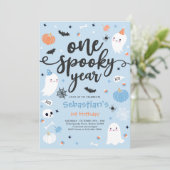 Eén spookjaar Cute Halloween Ghost 1e verjaardag Kaart (Staand voorkant)