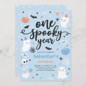 Eén spookjaar Cute Halloween Ghost 1e verjaardag Kaart (Voorkant / Achterkant)