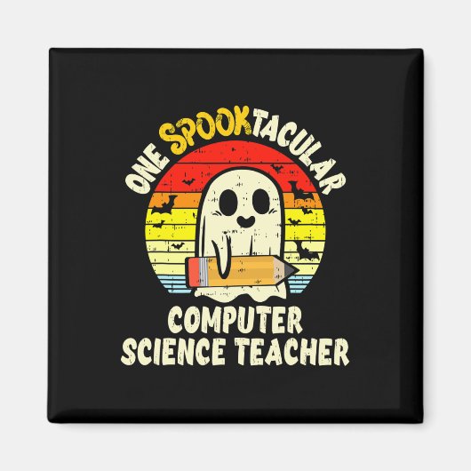 Een Spooktacular computerwetenschap leraar Hallowe Magneet (Voorkant)