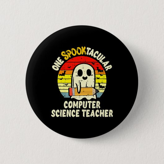 Een Spooktacular computerwetenschap leraar Hallowe Ronde Button 5,7 Cm (Voorkant)