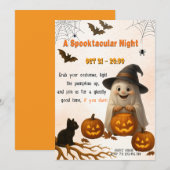 Een Spooktastische Nacht | Geest en Pompoen Hallow Kaart (Voorkant / Achterkant)
